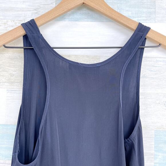 Lola & Sophie Longline Scoop Neck Silky Tank Top Navy Blue Womens Small - Picture 5 of 6